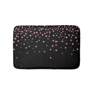 Custom Black Pink Glitter Confetti Personalized Bath Mat