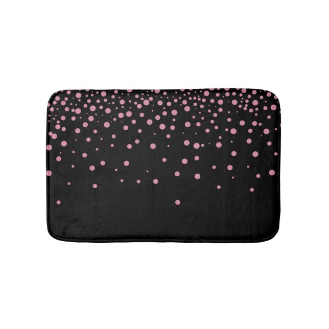 Custom Black Pink Glitter Confetti Personalized Bath Mat (Front)