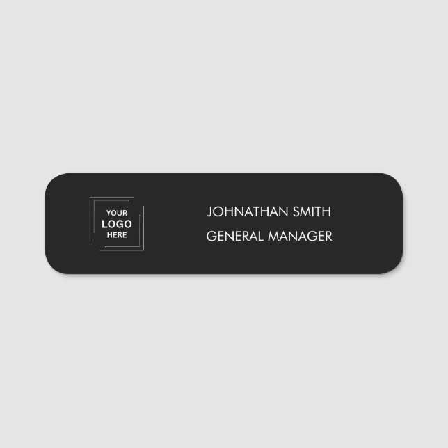Custom Black Professional Employee Logo Name Tag (Front)