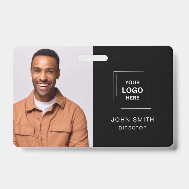 Custom Black Professional Staff Identity Badge (Front)