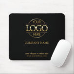 Custom Black Promotional Company Business Logo Mouse Pad<br><div class="desc">Elegant Modern Custom Black and Gold Promotional Company Business Logo Mouse Pad . Perfect for corporate marketing and small business branding, this minimalist design offers a sleek look that enhances your brand. Personalize it with your text and logo for effective promotional advertising. Ideal for professionals who want to keep business...</div>