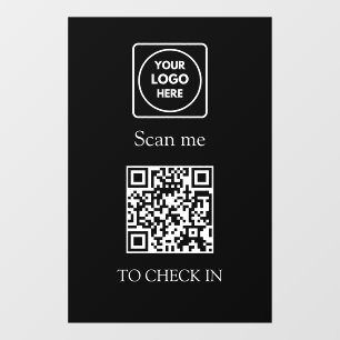 Custom Black QR Check-In   Business Logo Display Window Cling
