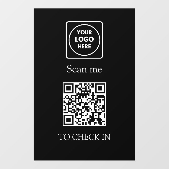 Custom Black QR Check-In | Business Logo Display Window Cling (Sheet)