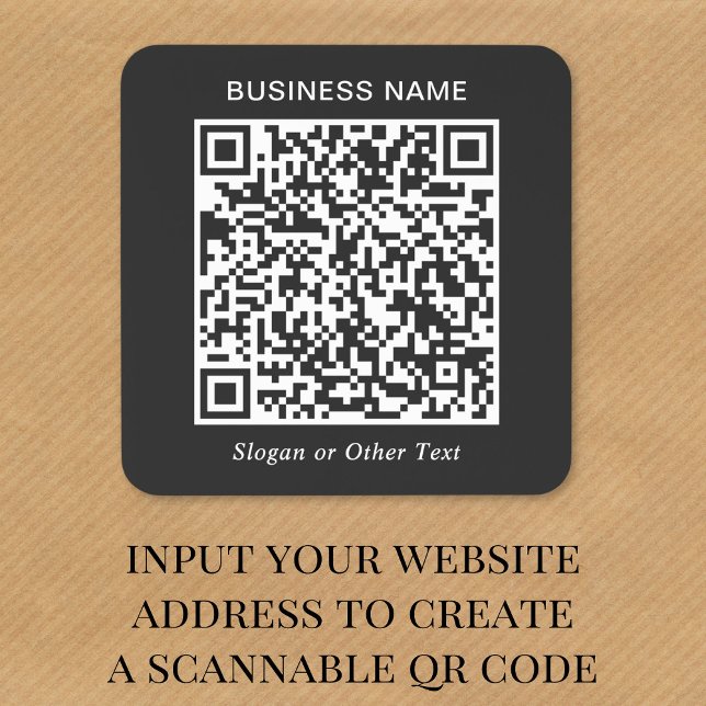 Custom Black QR Code Business Square Sticker (Creator Uploaded)