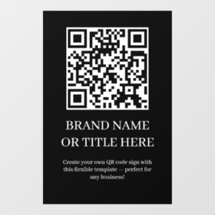 Custom Black QR Code   Modern Minimalist Business Window Cling