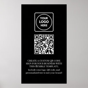 Custom Black QR Code   Professional Business  Poster
