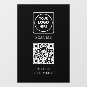 Custom Black QR Menu   Contactless Modern Display Window Cling