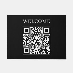 Custom Black QR   Minimalist Welcome Display Doormat