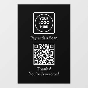 Custom Black QR Payment   Contactless Display Window Cling