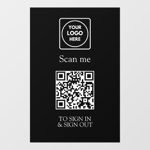 Custom Black QR Sign-In   Visitor & Employee  Window Cling