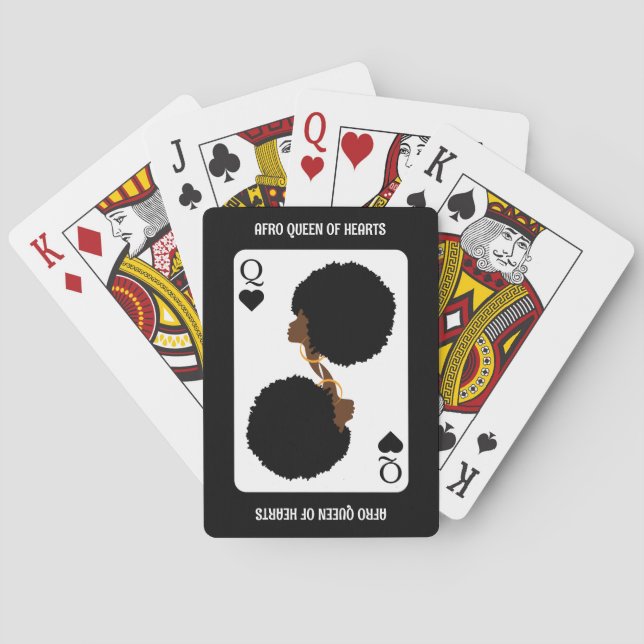 Custom BLACK QUEEN Afro Hair Playing Cards (Back)
