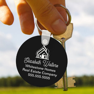 Custom Black Real Estate Company House Realtor Keychain