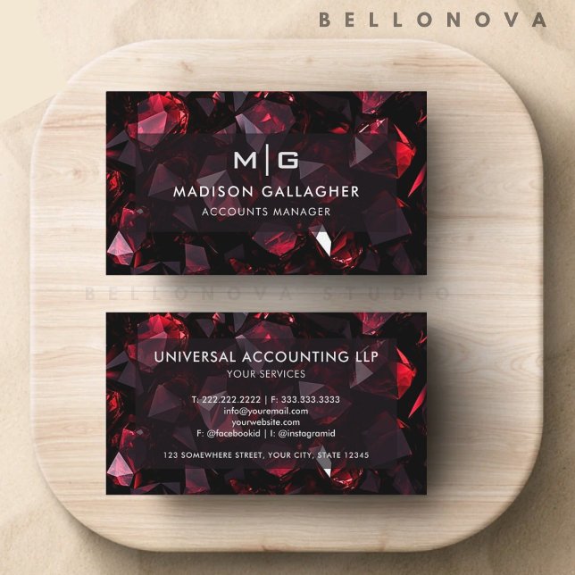 Custom Black Red Diamond Abstract Professional Business Card (Custom Black Red Diamond Abstract Professional Business Card)