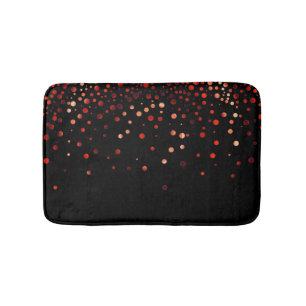 Custom Black Red Glitter Confetti Personalized Bath Mat