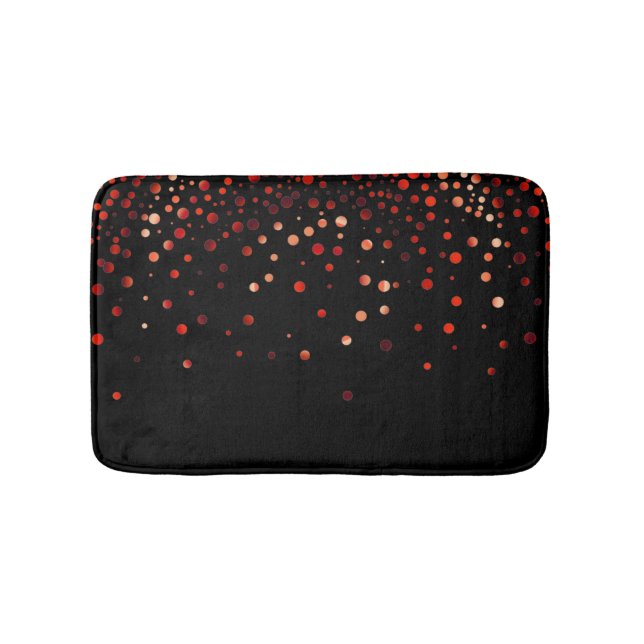 Custom Black Red Glitter Confetti Personalized Bath Mat (Front)
