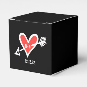 Custom Black & Red Love Heart Wedding Favour Box
