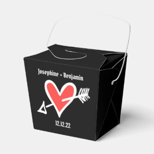 Custom Black & Red Love Heart Wedding Favour Box