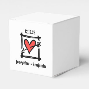 Custom Black & Red Love Heart Wedding Favour Box