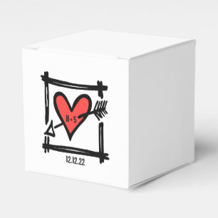 Custom Black & Red Love Heart Wedding Favour Box