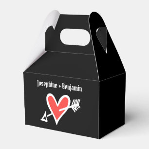 Custom Black & Red Love Heart Wedding Favour Box