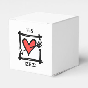 Custom Black & Red Love Heart Wedding Favour Box