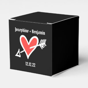 Custom Black & Red Love Heart Wedding Favour Box