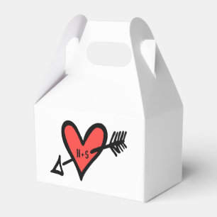 Custom Black & Red Love Heart Wedding Favour Box