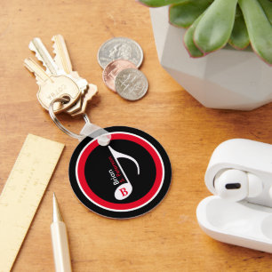 Custom Black/Red Musical Note Keychain