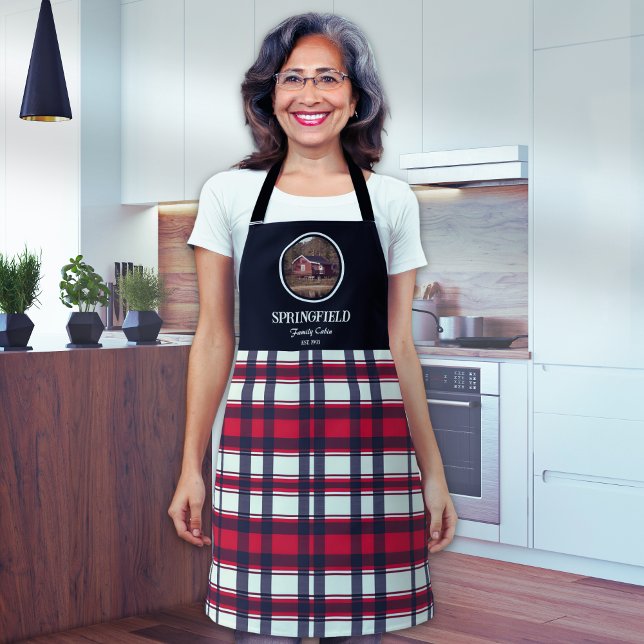 Custom Black Red Plaid Farmhouse Style Apron (Creator Uploaded)