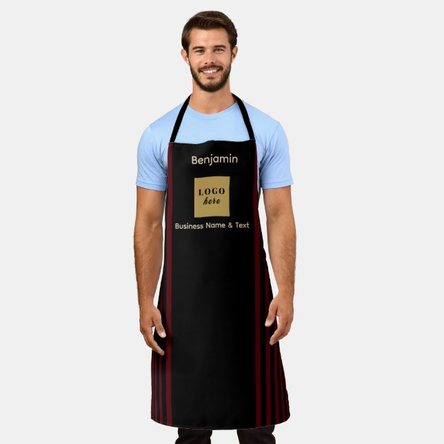 Custom Black & Red Stripe Apron (Worn)
