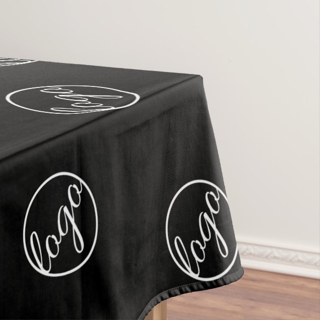 Custom Black Restaurant Trade Show Logo Business Tablecloth (In Situ)