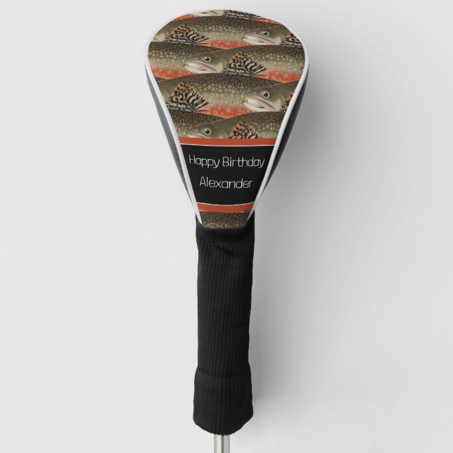 Custom Black Rust Fisherman gift fly fishing club Golf Head Cover (Front)