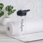 Custom Black Script Name Water Bottle<br><div class="desc">Custom clear water bottle featuring your first name displayed in a bold,  black script with your last name displayed in modern lettering below. The simple,  personalized water bottle can also be used to display your organization or business name.</div>