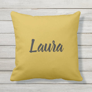 Custom Black Script on Gold Outdoor Pillow