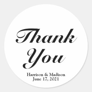 Custom black script Wedding favour tag stickers