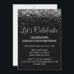 Custom Black & Silver Glitter 50th Birthday Party Invitation<br><div class="desc">Customized Glitter Invite Glamour First,  50th Birthday Party invitation Fifty,  Let's celebrate digital Any Age,  Instant download Fifty Sixty Fifth,  Personalized 50th 60th Fiftieth Sixtieth,  Elegant Milestone template Golden Glam,  Custom 50 60 Personalised Confetti,  Adult Calligraphy Modern Stylish script,  Chic trendy simple for her,  Bling 55th 65th 45th celebration</div>