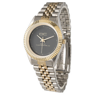 Custom Black Silver Gold Two-Tone Watch