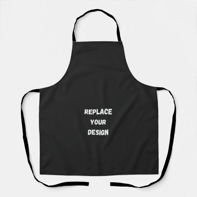 Custom black simple Design Add Photo or Text Apron (Front)