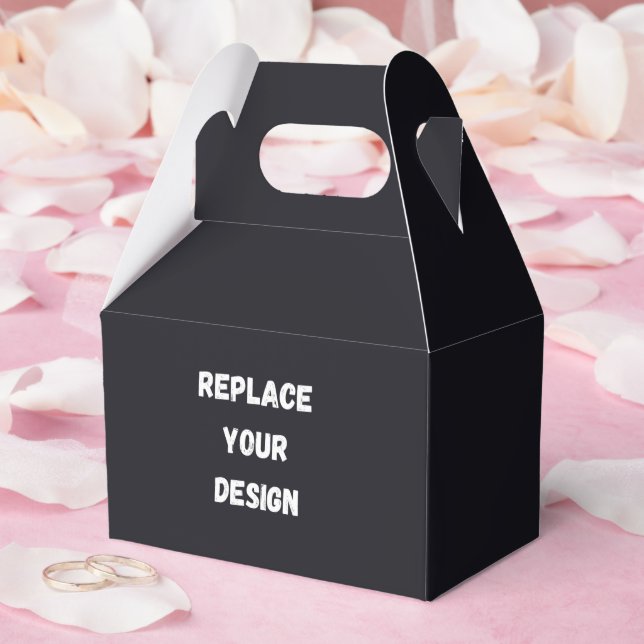 Custom black simple Design Add Photo or Text Favor Box (Wedding)