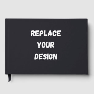 Custom black simple Design Add Photo or Text Guest Book