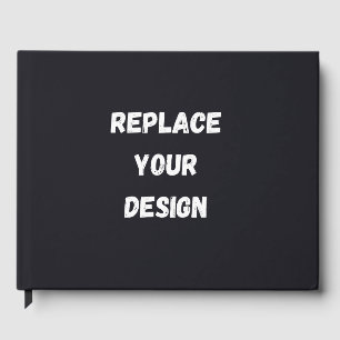 Custom black simple Design Add Photo or Text Guest Book