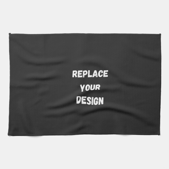 Custom black simple Design Add Photo or Text Kitchen Towel (Horizontal)