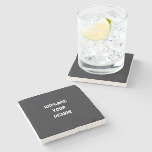 Custom black simple Design Add Photo or Text Stone Coaster
