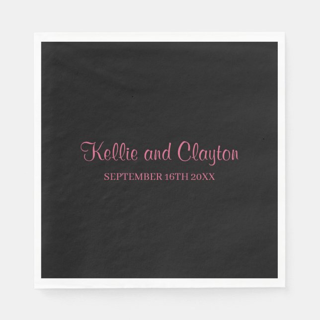 Custom Black Simple Wedding Napkins (Front)