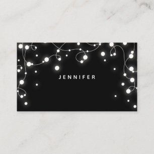 Custom Black Sparkling Lights Christmas Place Card
