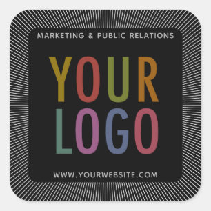 Custom Black Square Stickers with Company Logo