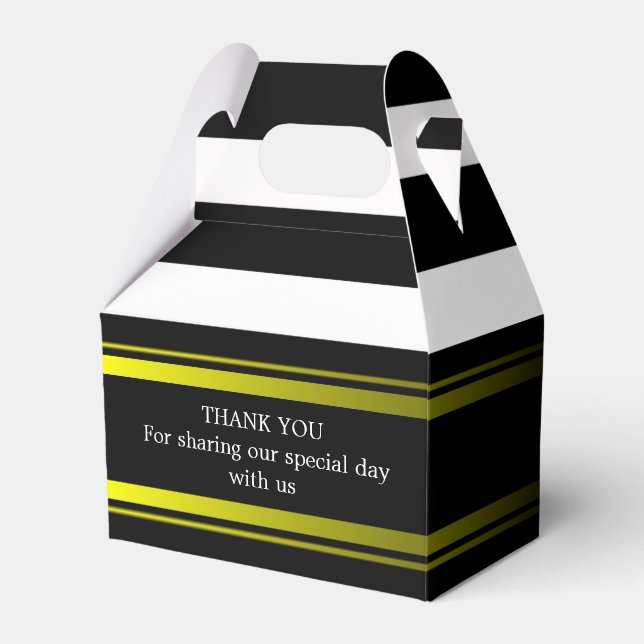 Custom Black Stripes Wedding Gable Favor Box (Front Side)