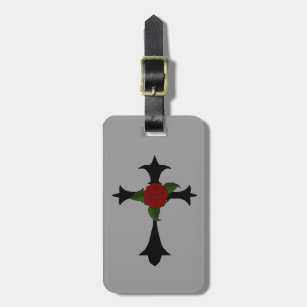 Custom Black Tribal Cross Luggage Tag