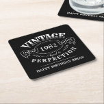 Custom Black Vintage Aged To Perfection birthday Square Paper Coaster<br><div class="desc">Black and white fun vintage aged to perfection adult birthday gift idea for men,  great for any age birthday celebration,  or other occasions. Custom it with your own text.</div>