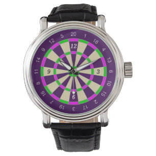Custom Black Vintage Leather (Dart Board Design) Watch
